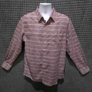 Button Long Sleeve Collared Shirt Mens Lg NWT Maroon Stripe Lightweight Cotton